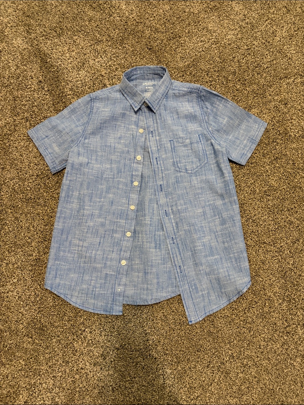 Boys Arizona Jean Company Light Blue Short-Sleeve Button-Down Shirt Size M 10/12